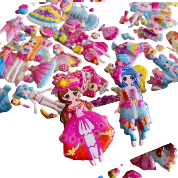 2 Packs 3D Cartoon Dress-Up Girl Puffy Stickers Adorable PVC Bubbles for Kids - Picture 5 of 15